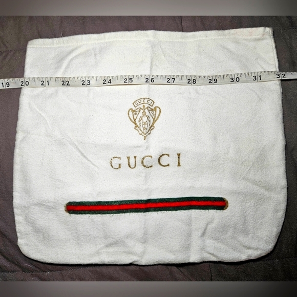 VTG GUCCI GG Dust Bag Cover Protector 12" x 10.5" White Handbag Storage Travel - Picture 4 of 4